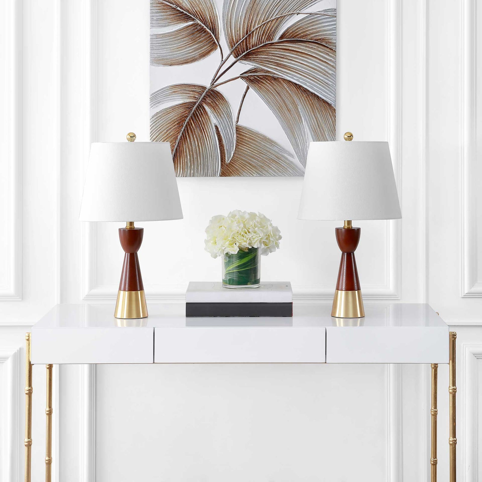 Retro Table Lamps Brown/Brass Gold (Set of 2)