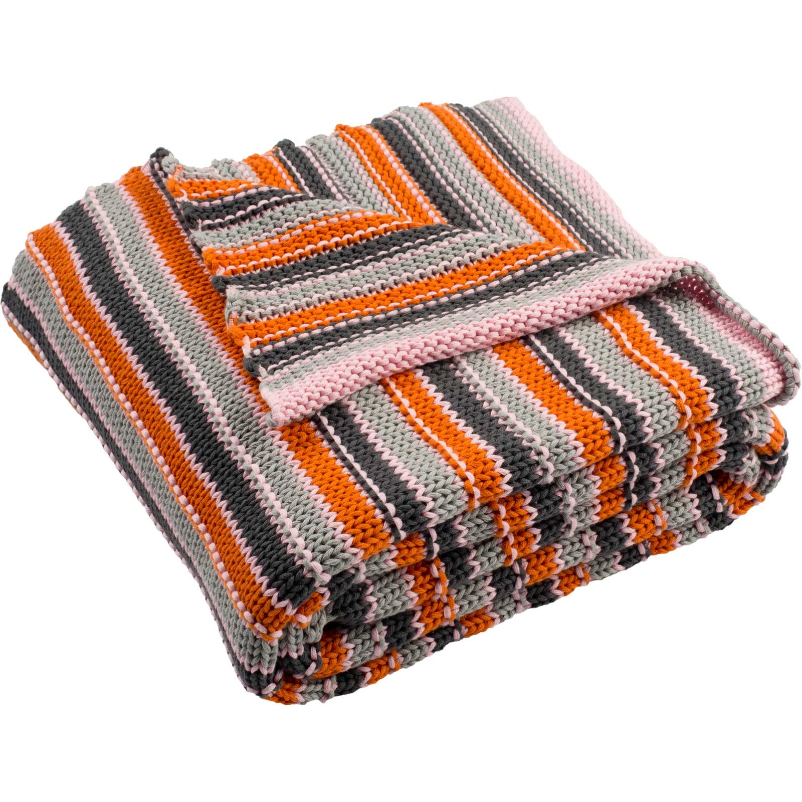 Candy Stripe Knit Throw Orange Combo
