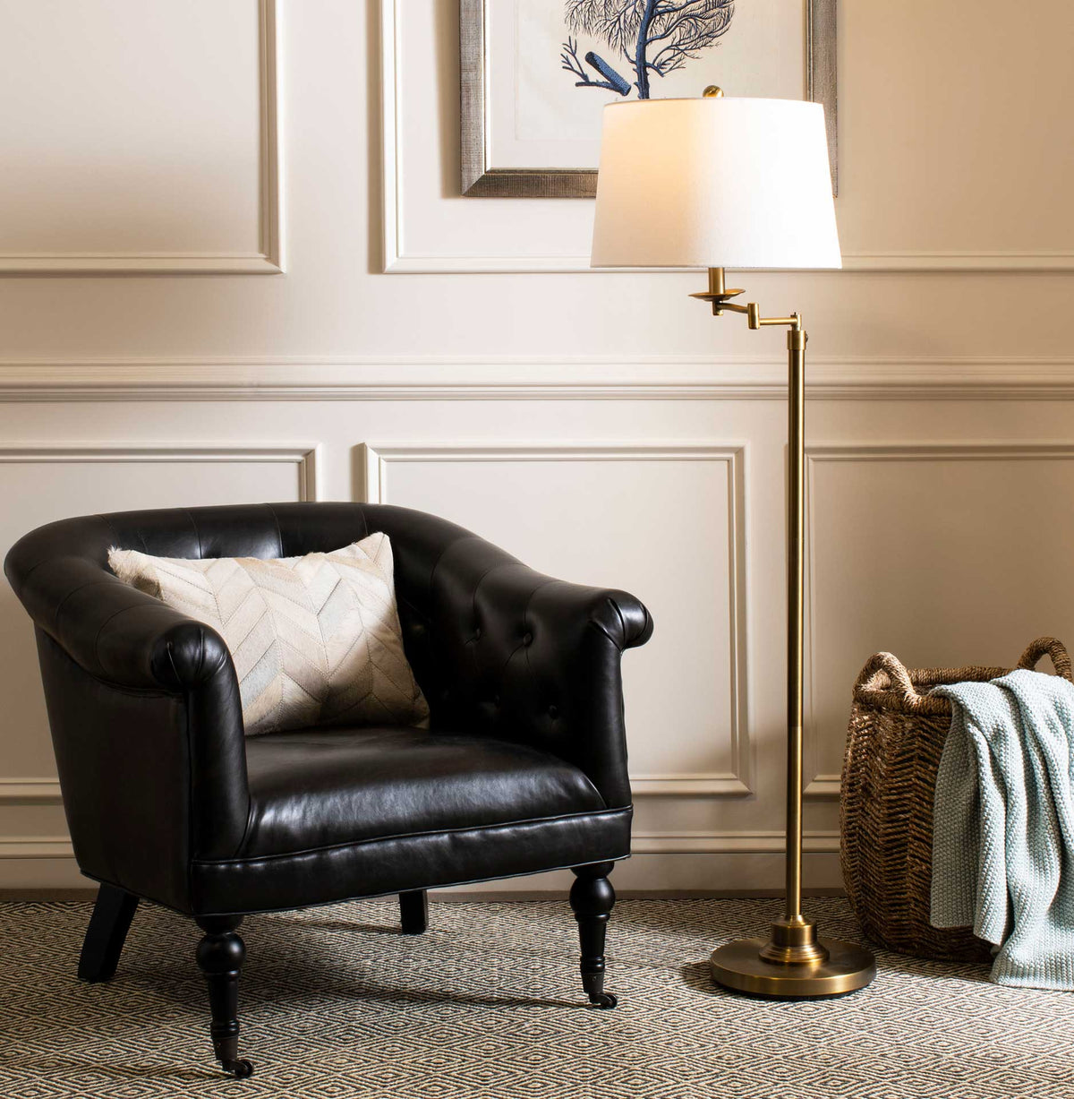 Lina Knit Throw Dull Blue/Natural