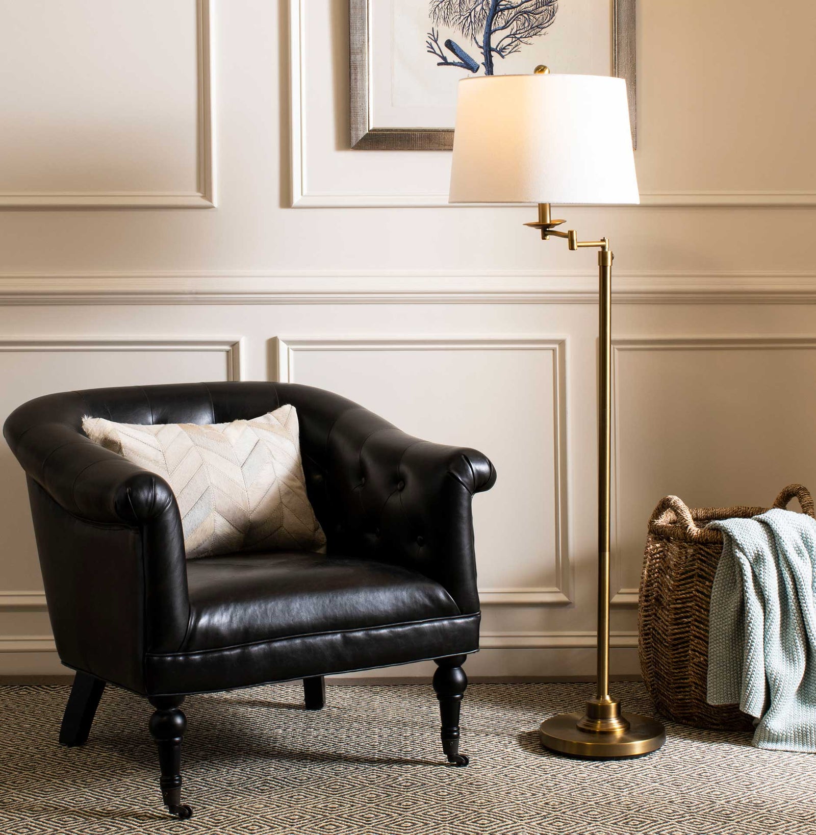 Lina Knit Throw Dull Blue/Natural