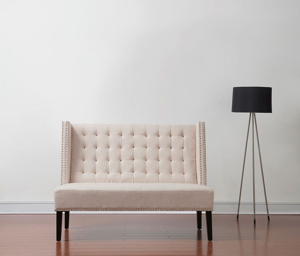 Halford Beige Linen Banquette Bench