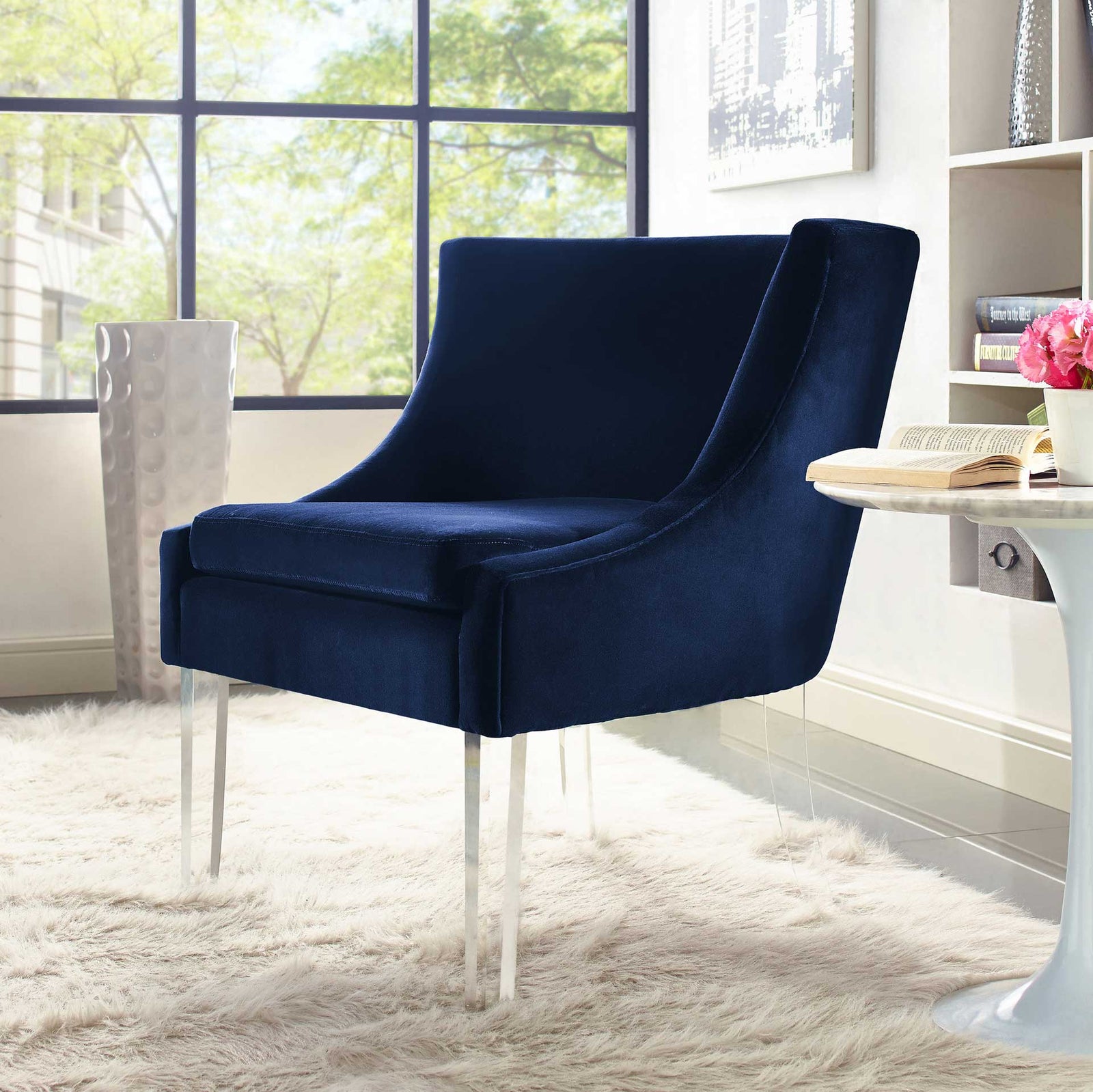 Myrtis Velvet Chair Blue