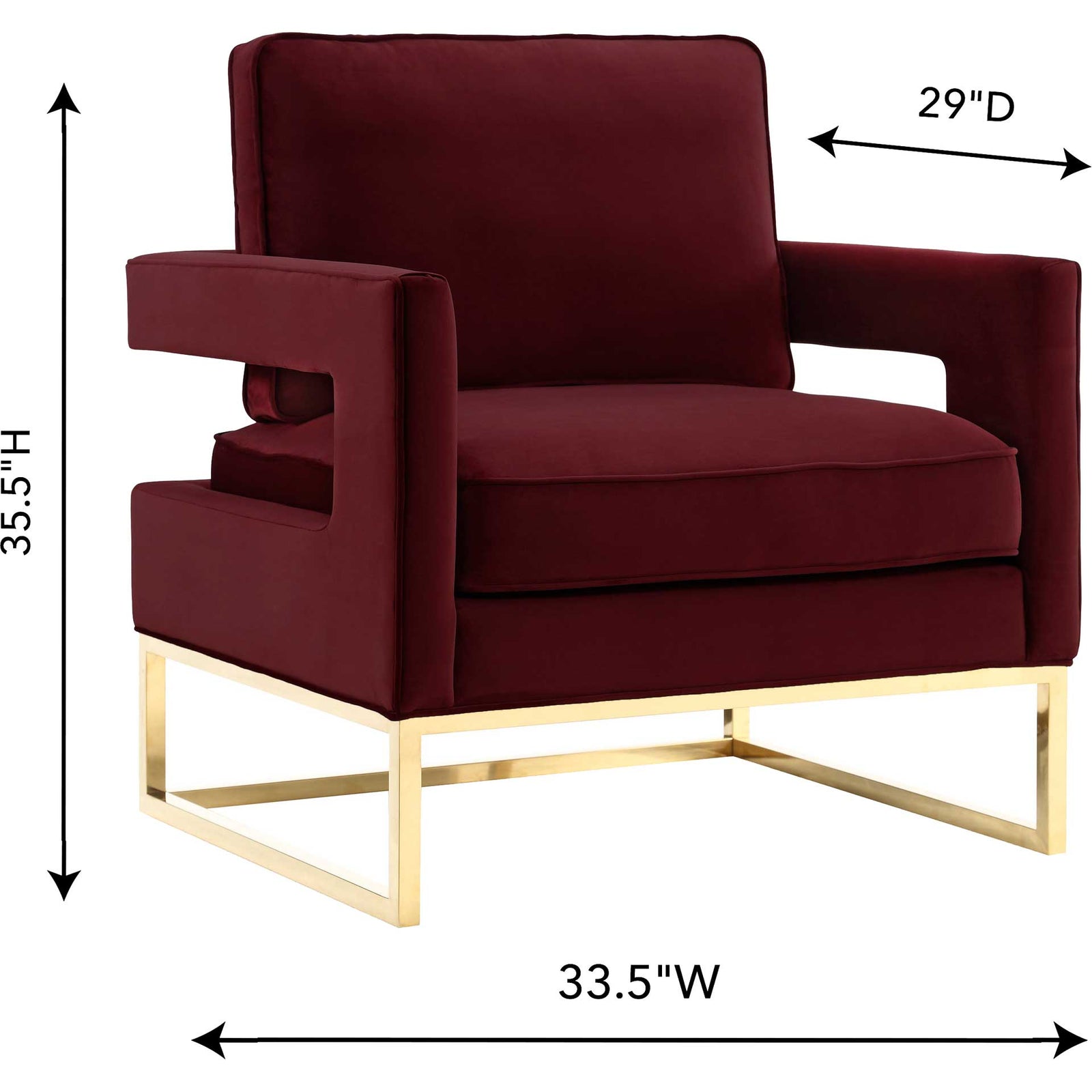 Alex Velvet Chair Maroon