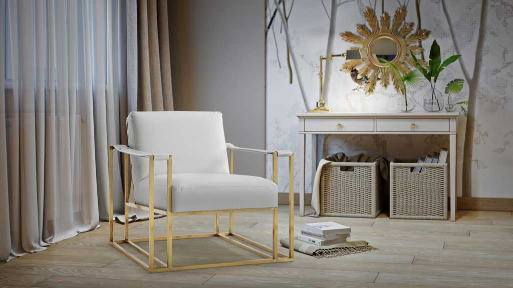 Bastia Ostrich Print Chair Cream