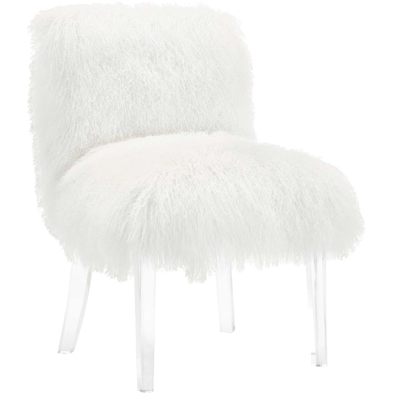 Sorel Sheepskin Lucite Chair White