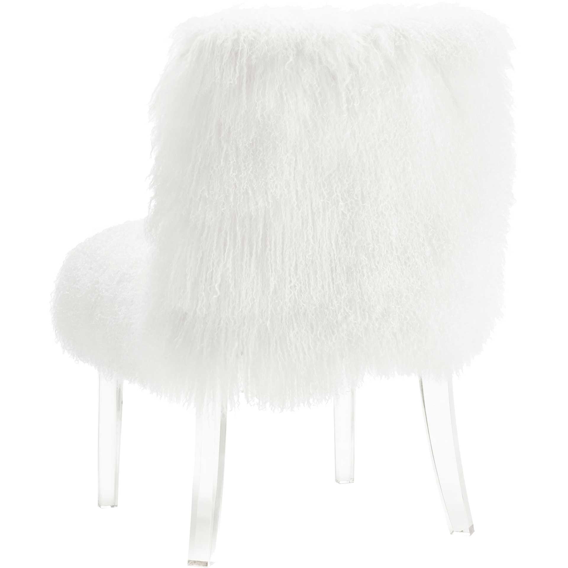 Sorel Sheepskin Lucite Chair White