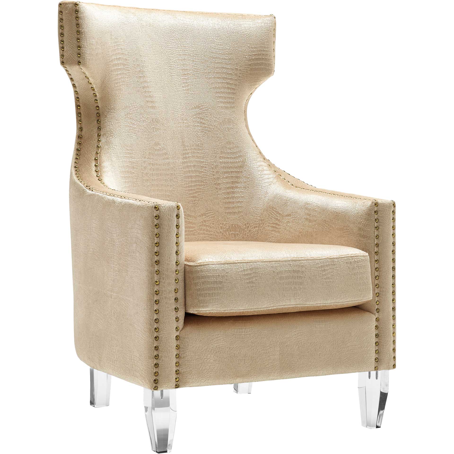 Graham Croc Velvet Wing Chair Gold