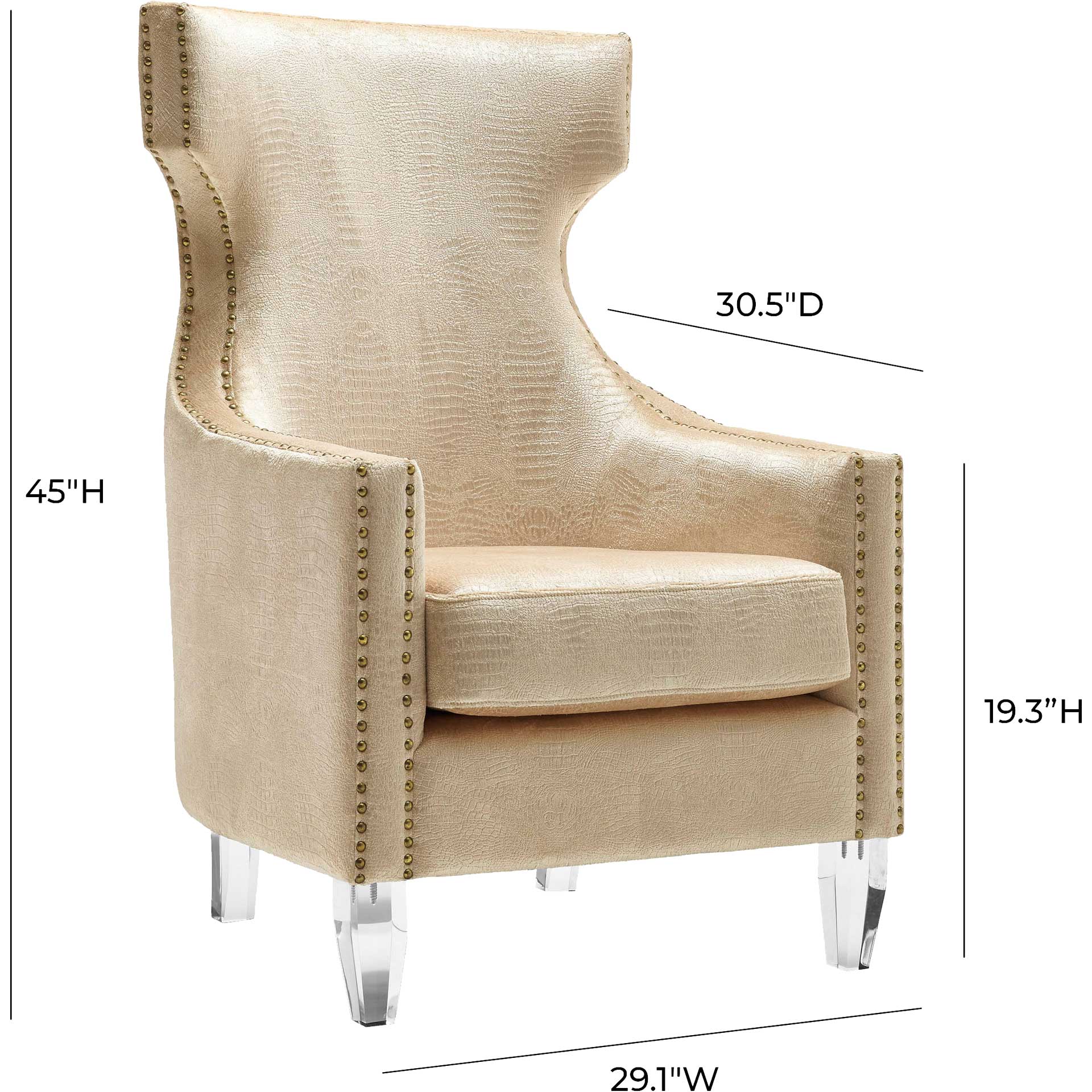 Graham Croc Velvet Wing Chair Gold