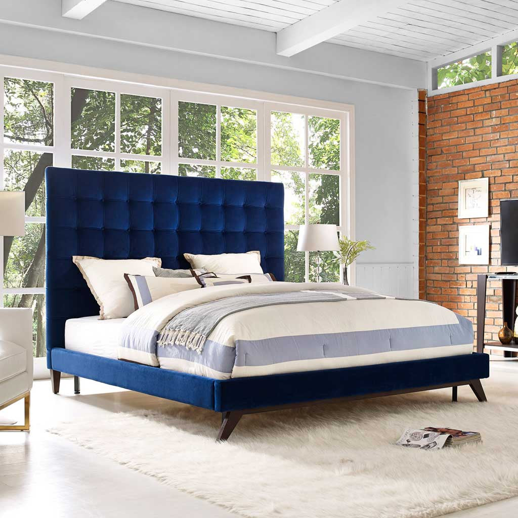 Ermont Velvet Bed Navy