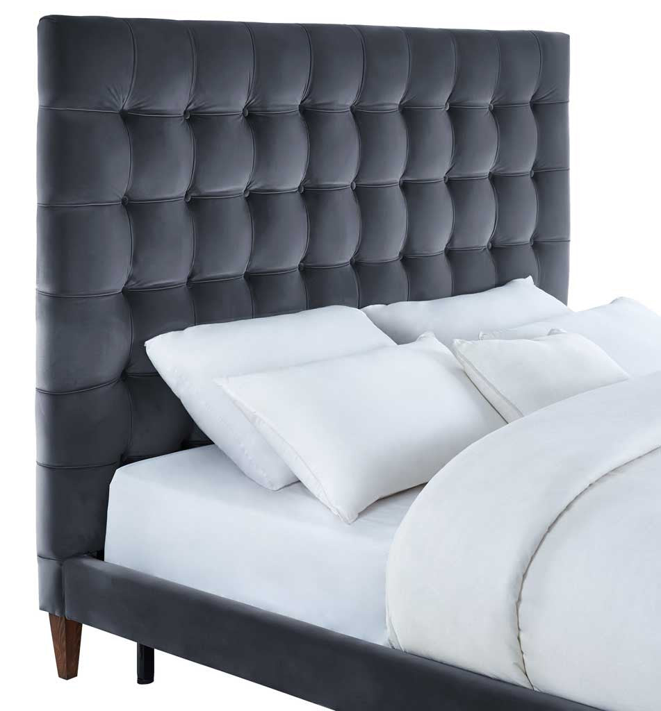 Ermont Velvet Bed Gray