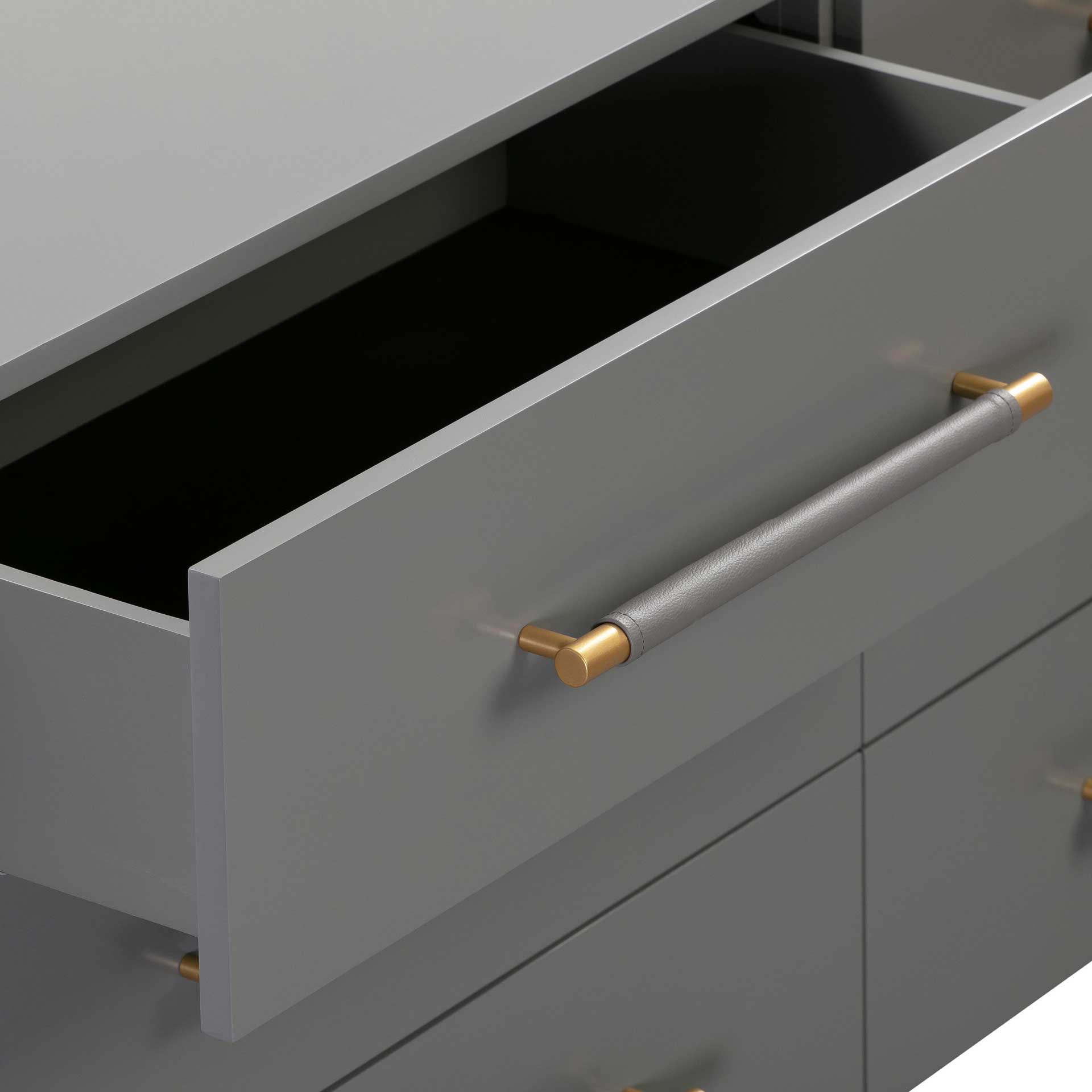 Trey 6 Drawer Dresser Gray/Brass