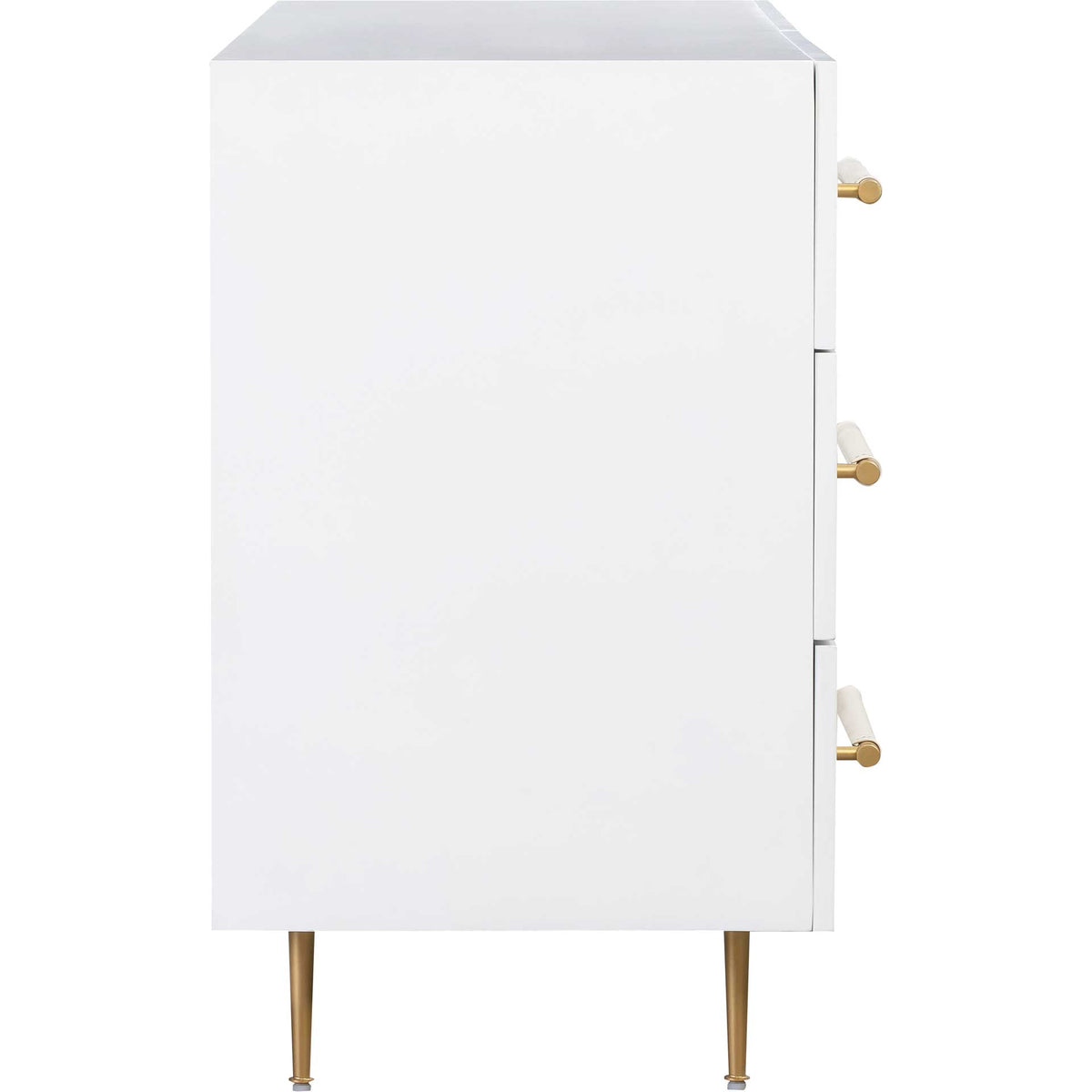 Trey 6 Drawer Dresser White/Brass