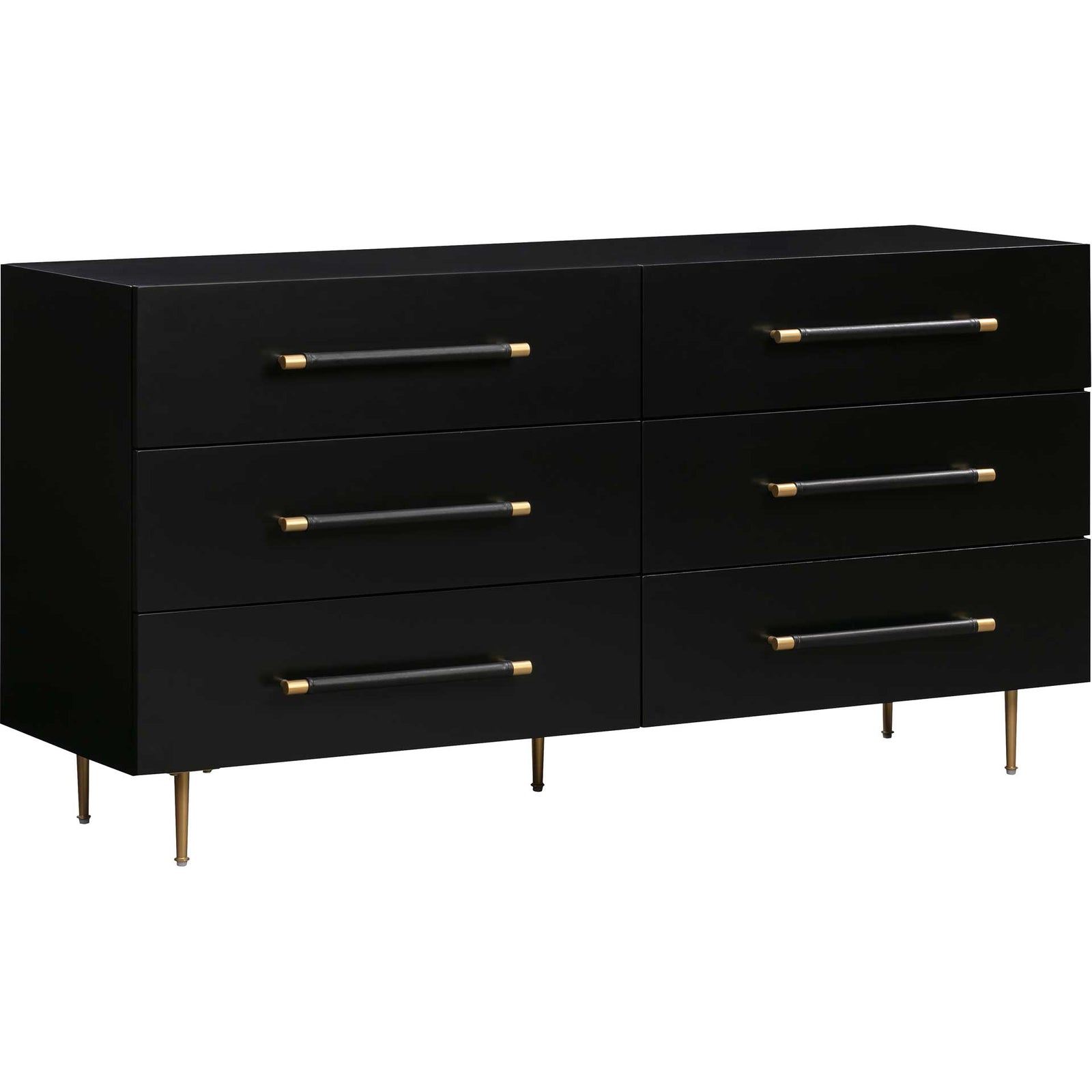 Trey 6 Drawer Dresser Black/Brass