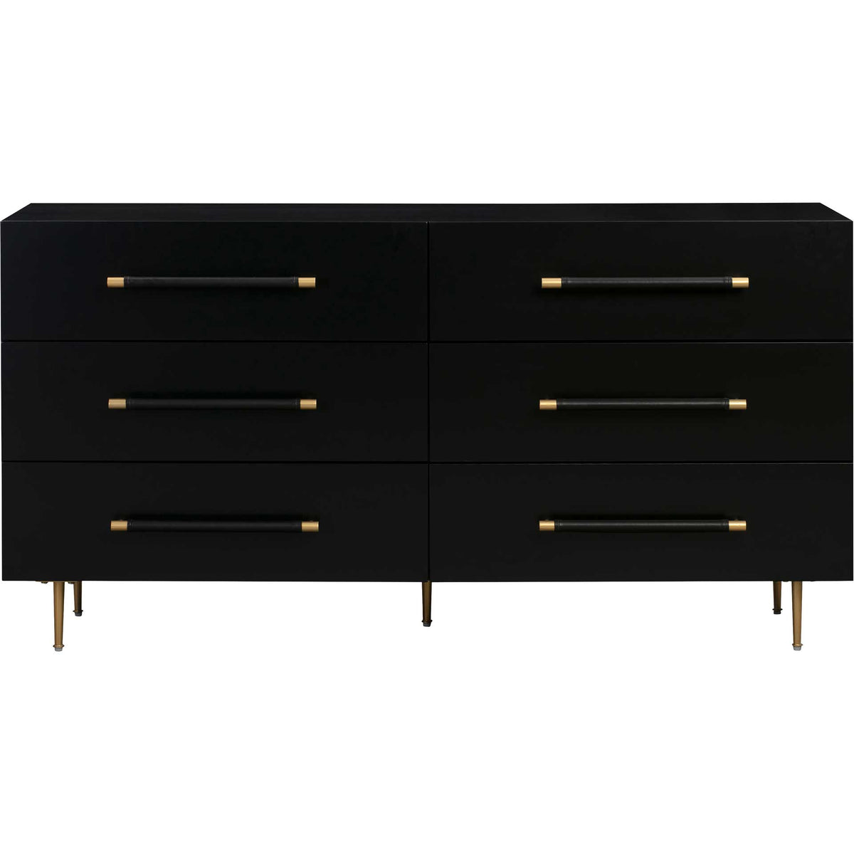 Trey 6 Drawer Dresser Black/Brass