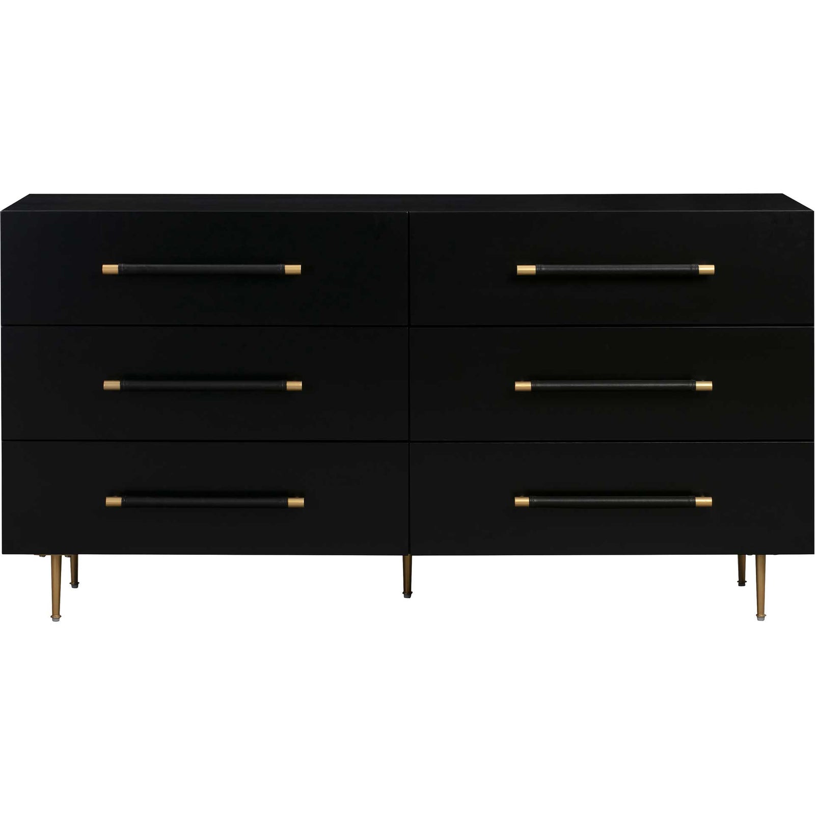 Trey 6 Drawer Dresser Black/Brass