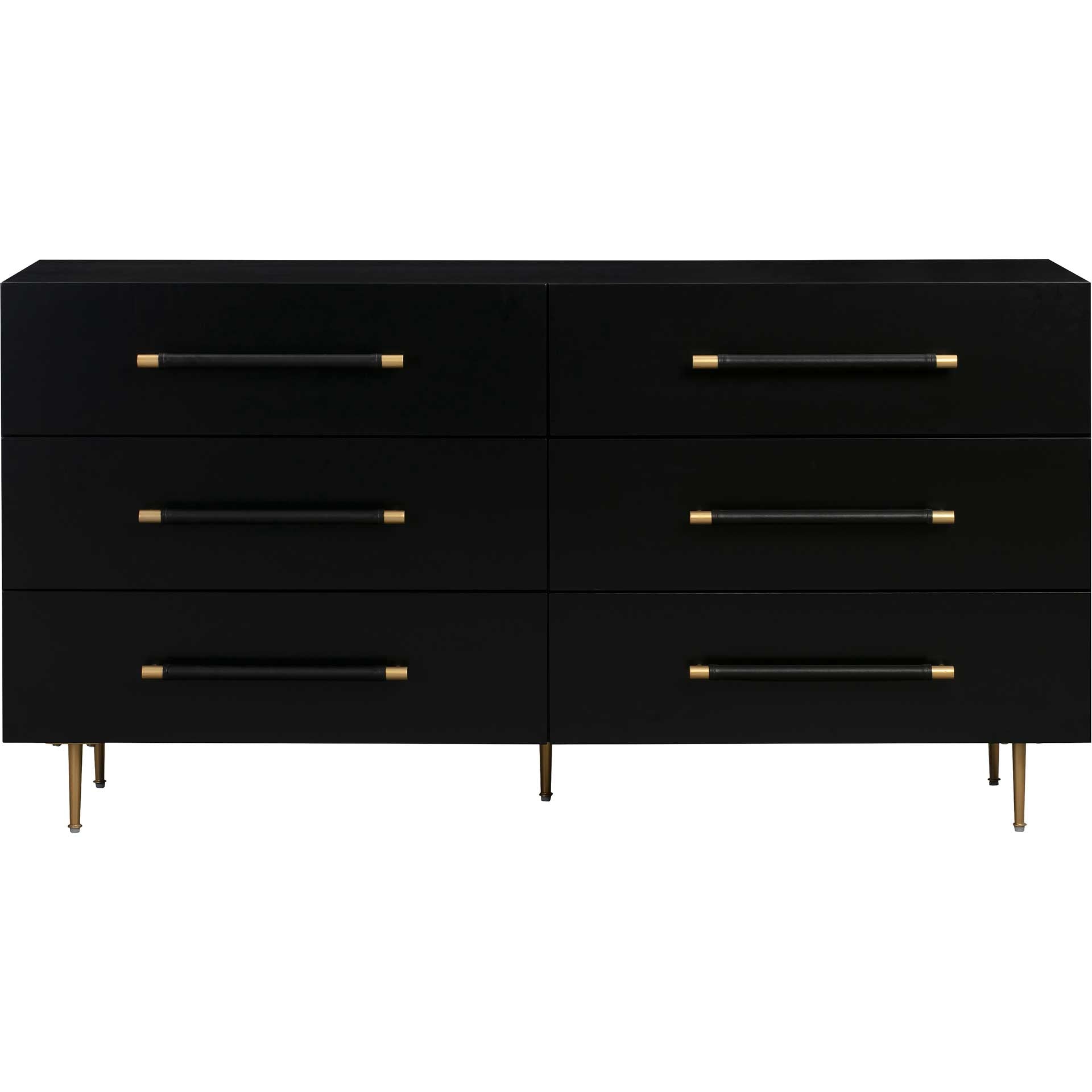 Trey 6 Drawer Dresser Black/Brass