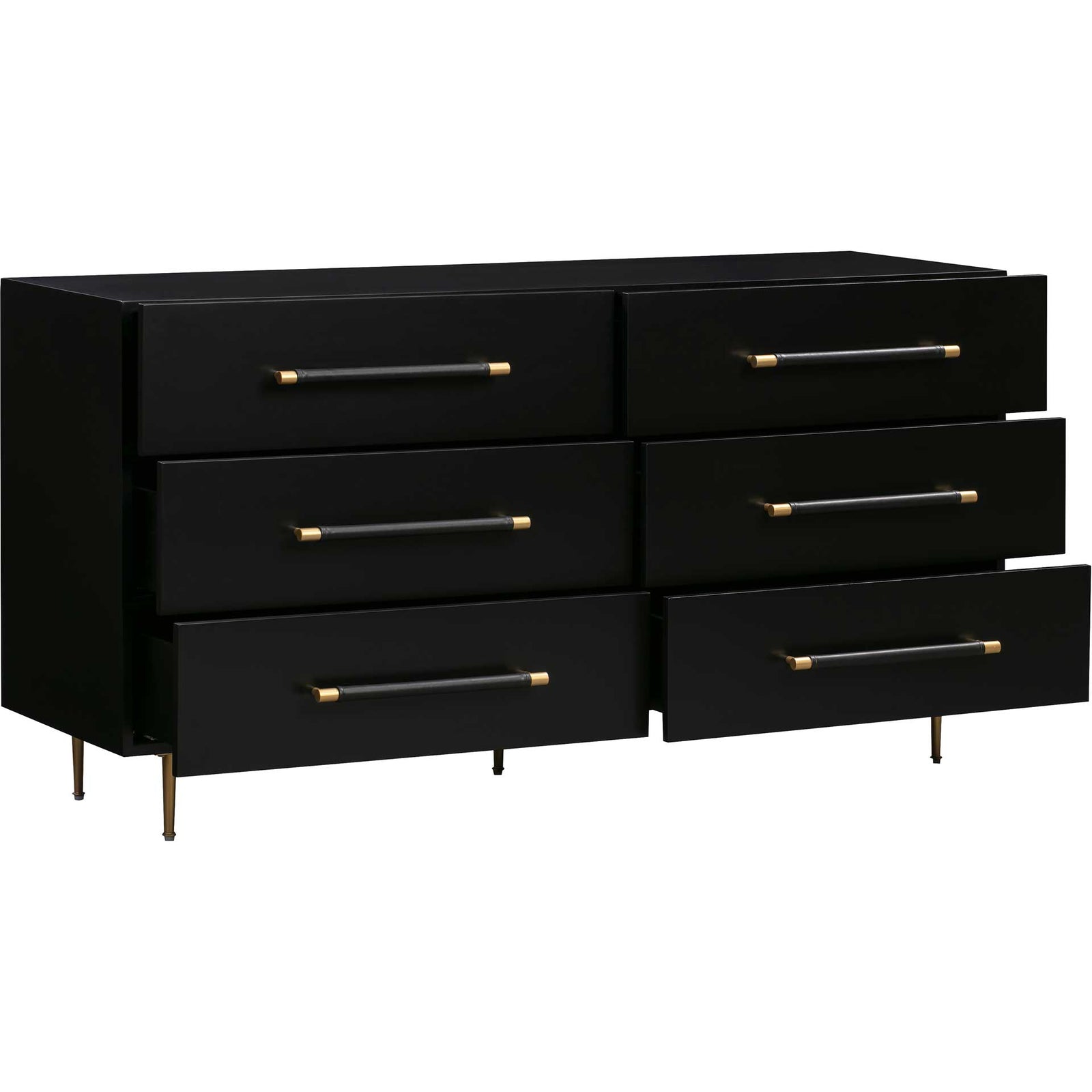 Trey 6 Drawer Dresser Black/Brass