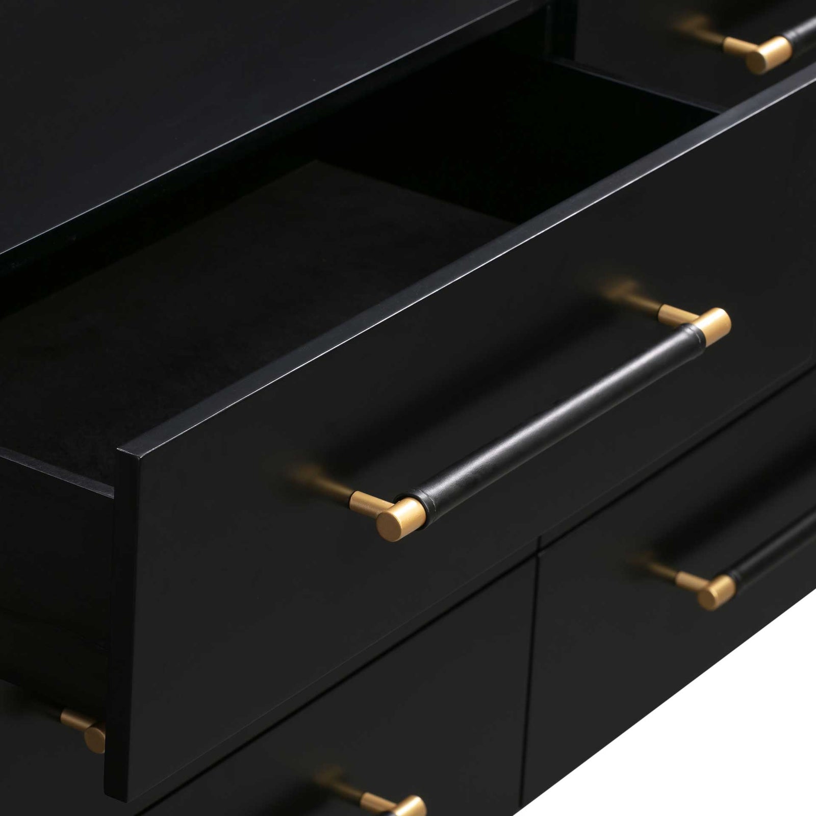 Trey 6 Drawer Dresser Black/Brass