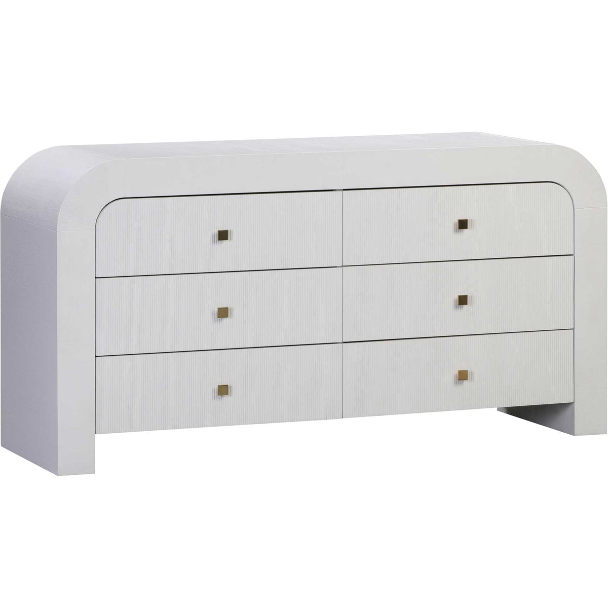 A crisp white finish and rounded frame give this six-drawer dresser a fresh, sculptural look. || TOV-B44097 || front_angle_studio