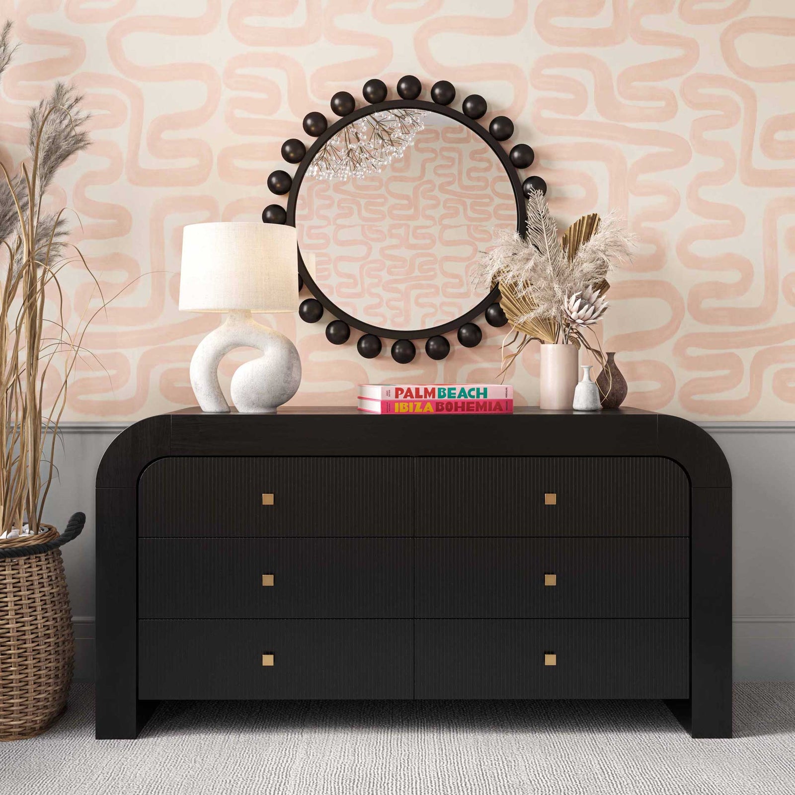 Hydra 6 Drawer Dresser Black