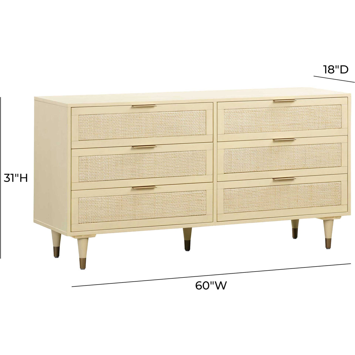 Sidney 6 Drawer Dresser Buttermilk