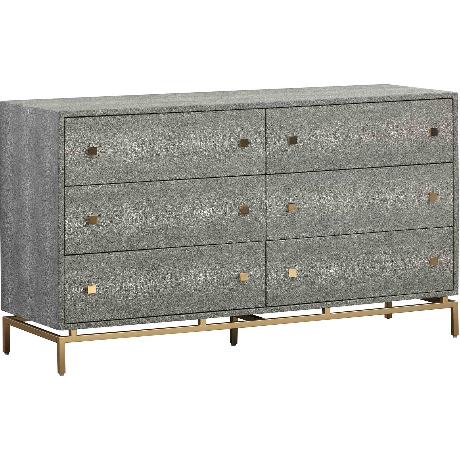 Pedro Shagreen 6 Drawer Dresser Gray