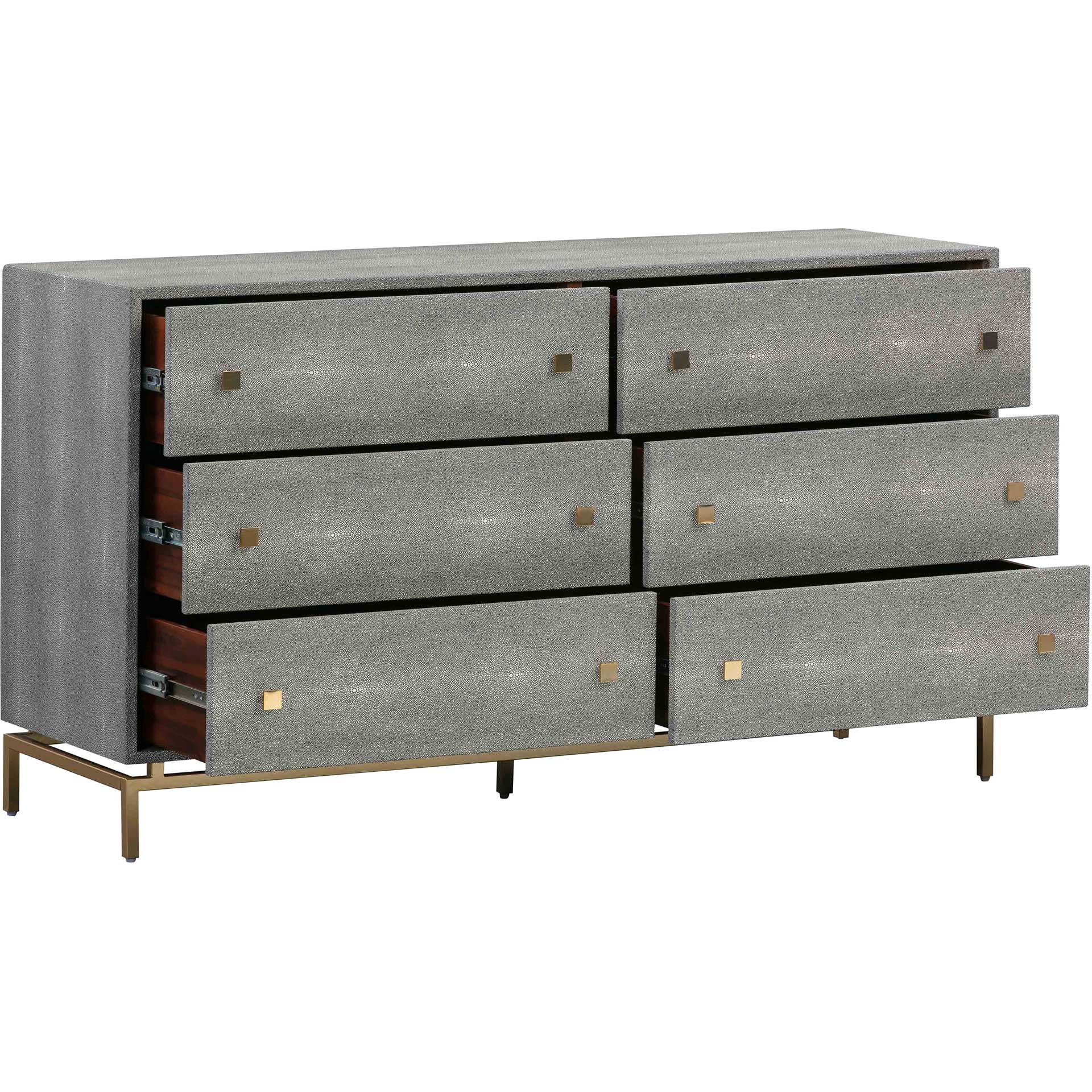 Pedro Shagreen 6 Drawer Dresser Gray