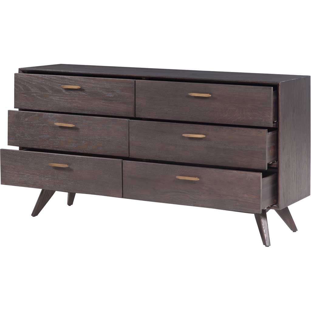 Lars Wooden 6 Drawer Dresser Oak/Oak Veneer