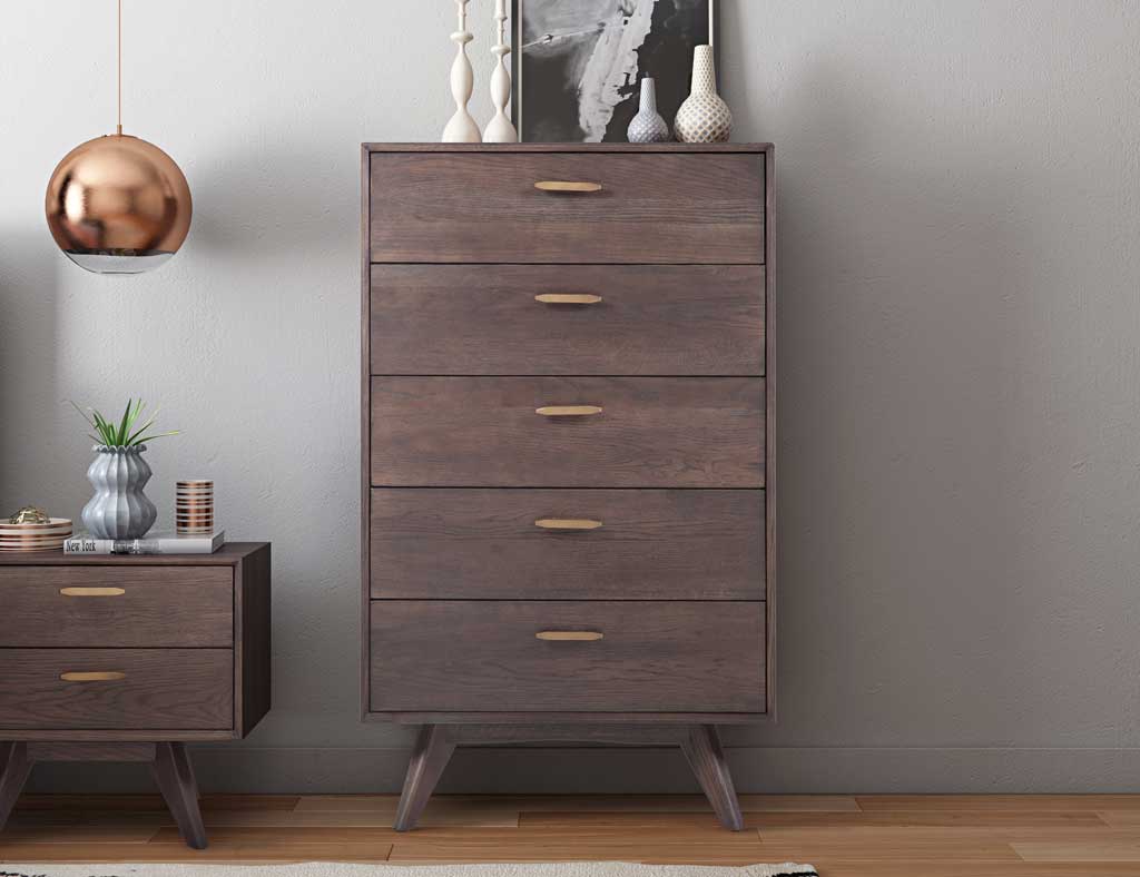 Lars Wooden 5 Drawer Chest Oak/Oak Veneer