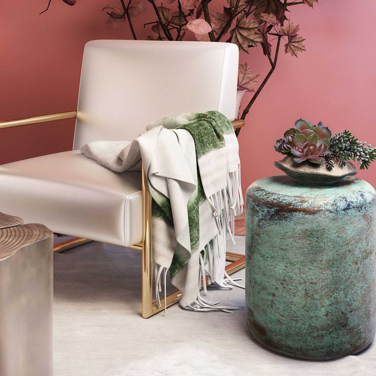 Affinity Wool Throw Green