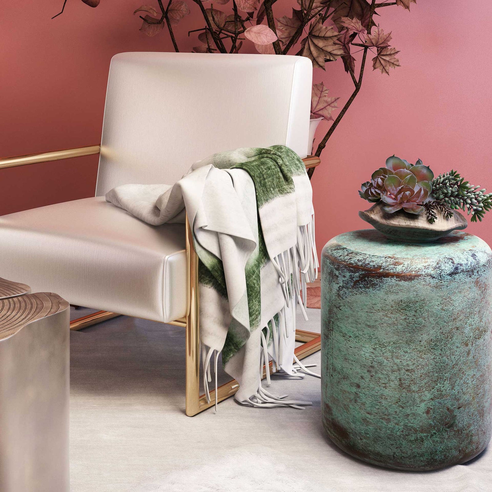 Affinity Wool Throw Green