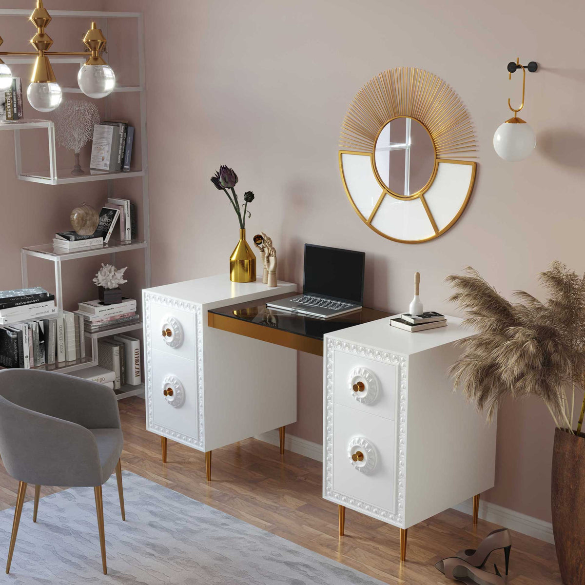 Haley Mirror Wall Art Gold