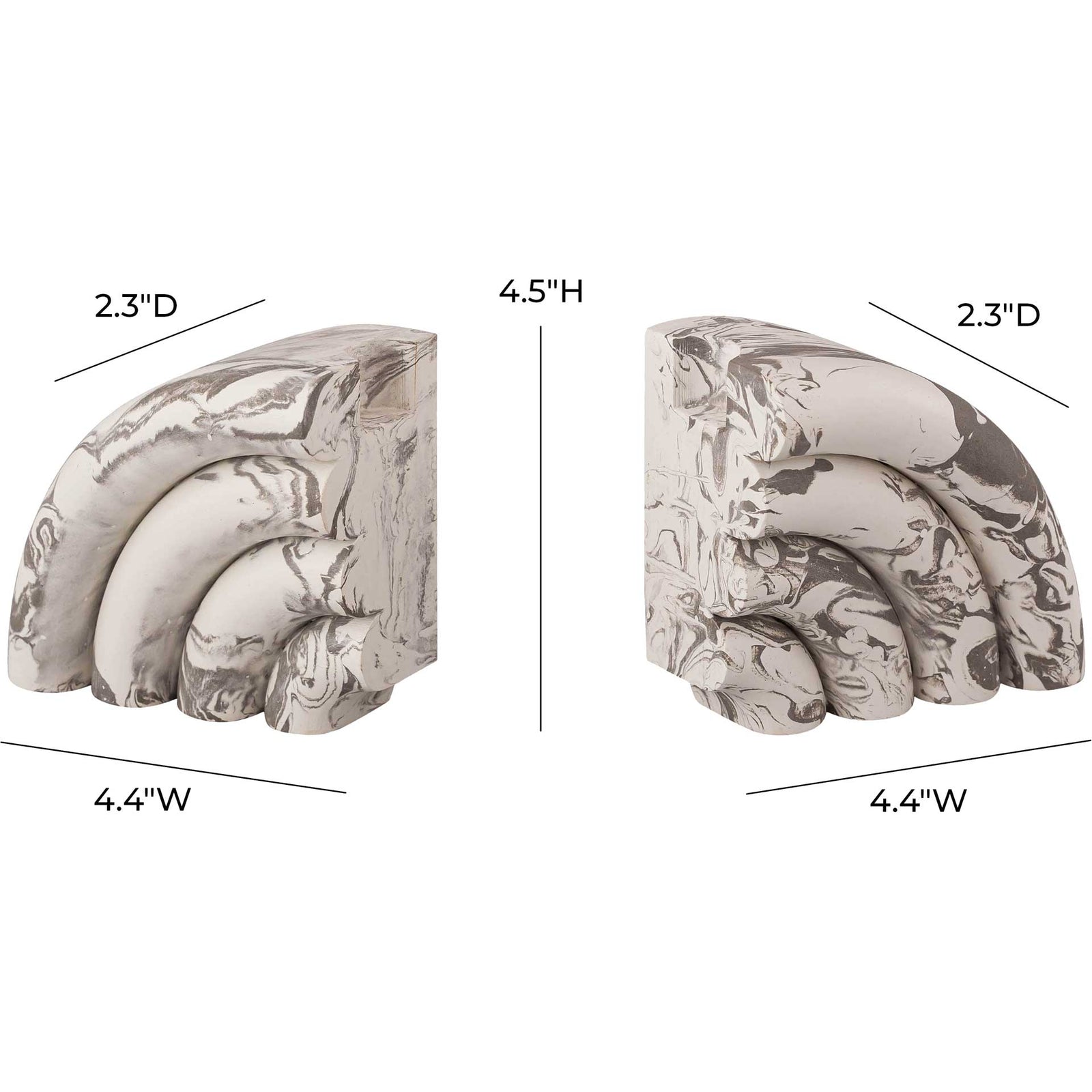 Greyson 2-Piece Marble Bookends Gray Marble