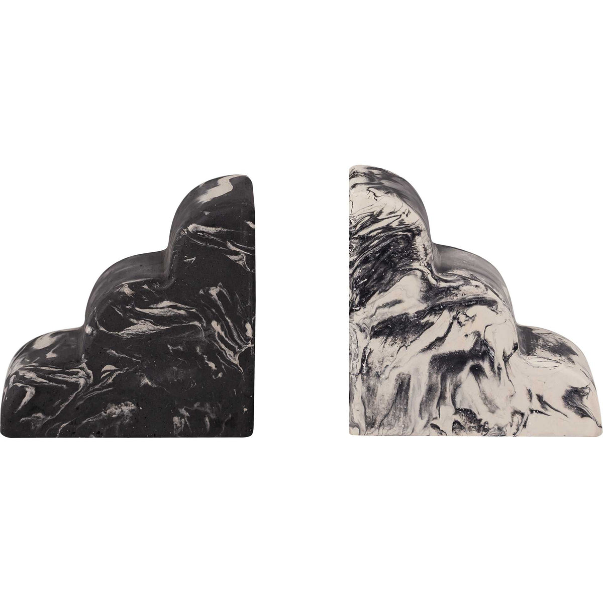 Whitley Bookends Black/White Marble (Set of 2)