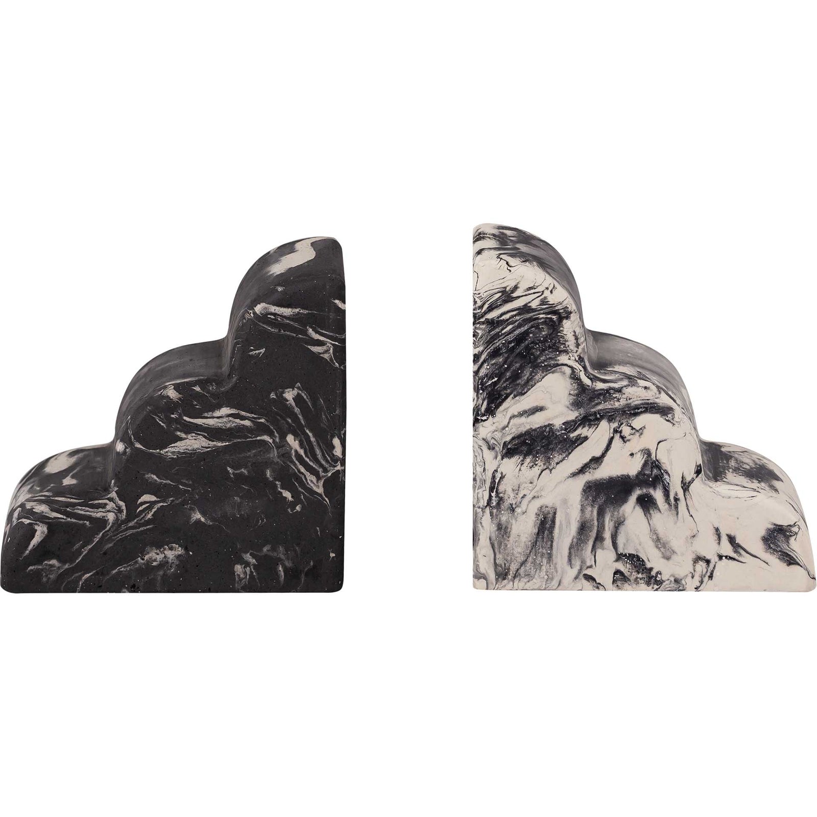 Whitley Bookends Black/White Marble (Set of 2)