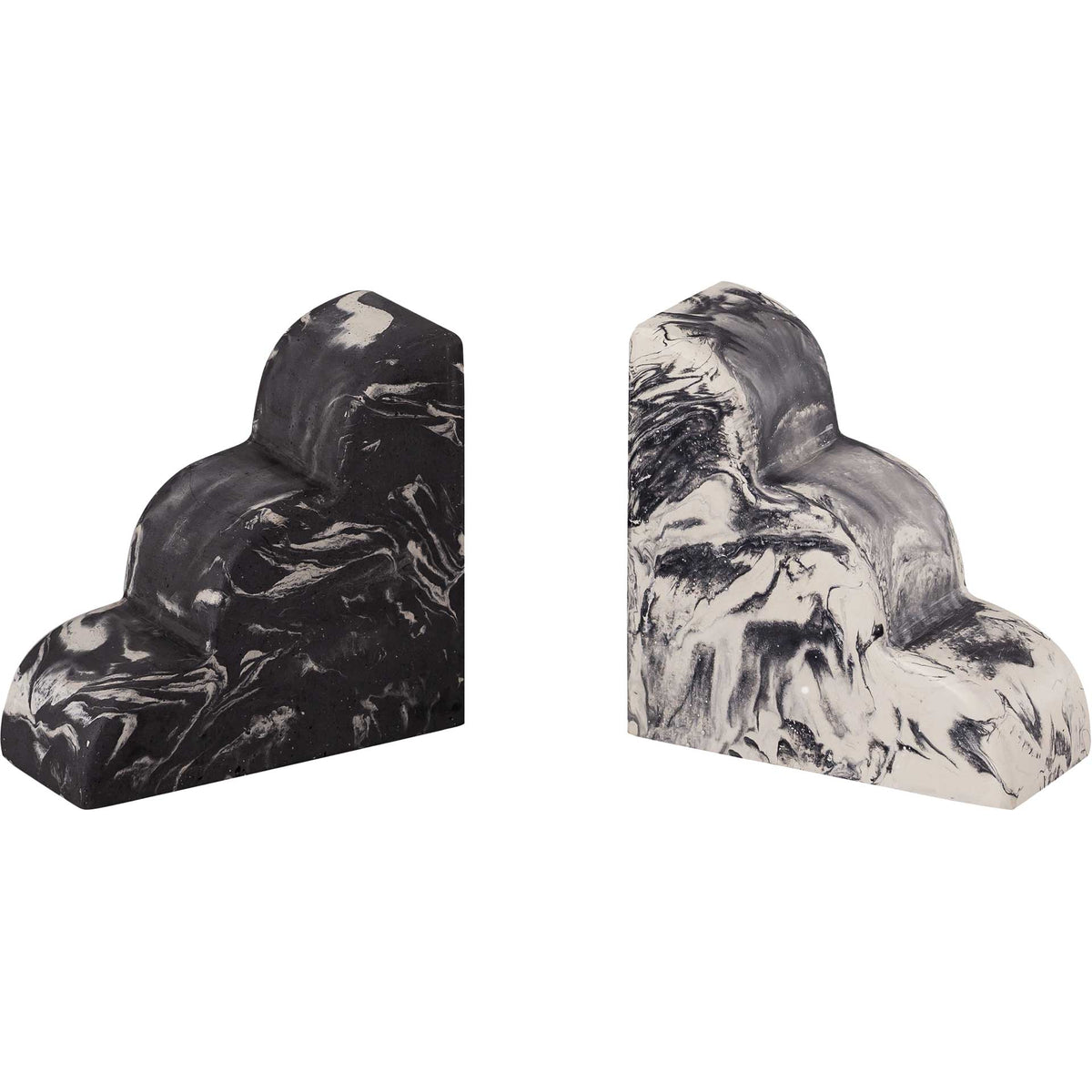 Whitley Bookends Black/White Marble (Set of 2)