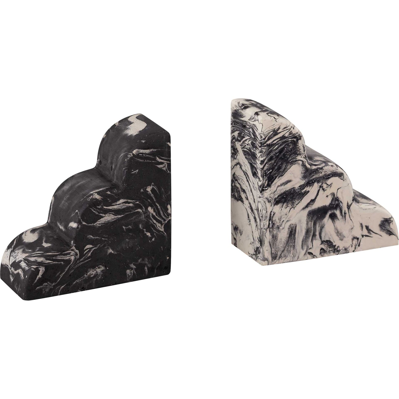 Whitley Bookends Black/White Marble (Set of 2)