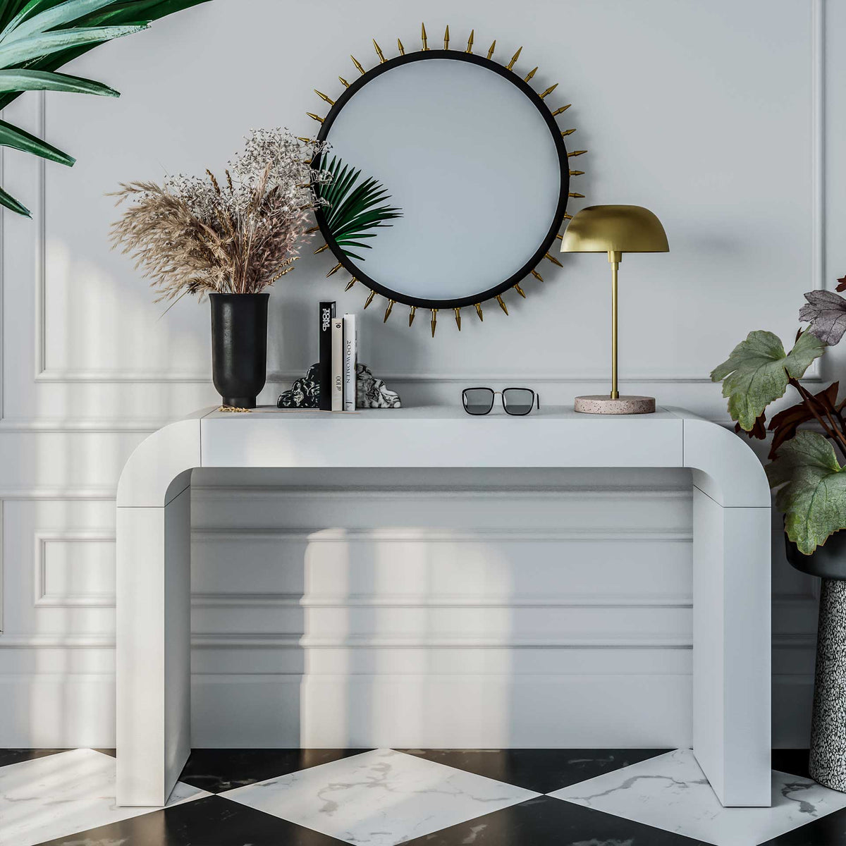 Whitley Bookends Black/White Marble (Set of 2)