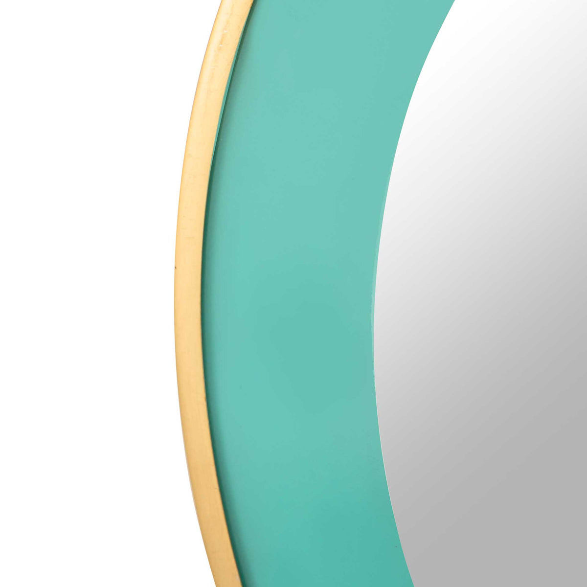 Smooth turquoise enamel meets brushed brass trim for a striking blend of color and texture