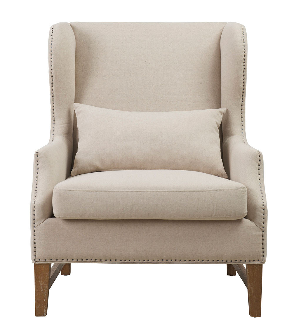Desai Linen Wing Chair Beige