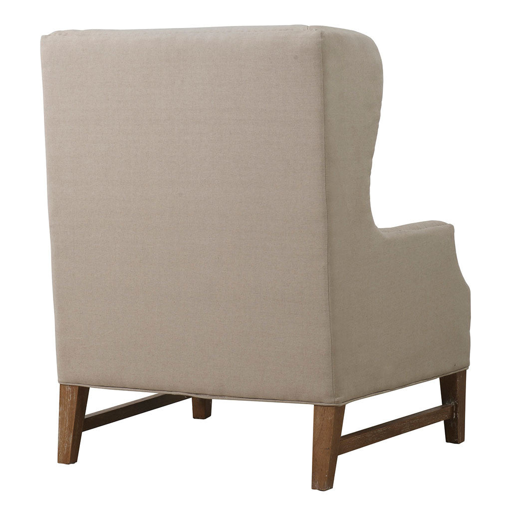 Desai Linen Wing Chair Beige