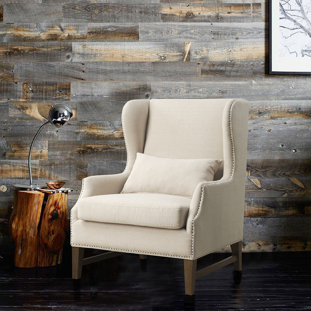 Desai Linen Wing Chair Beige