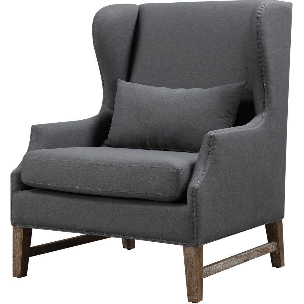 Desai Linen Wing Chair Gray