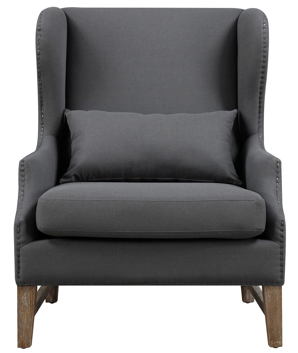 Desai Linen Wing Chair Gray