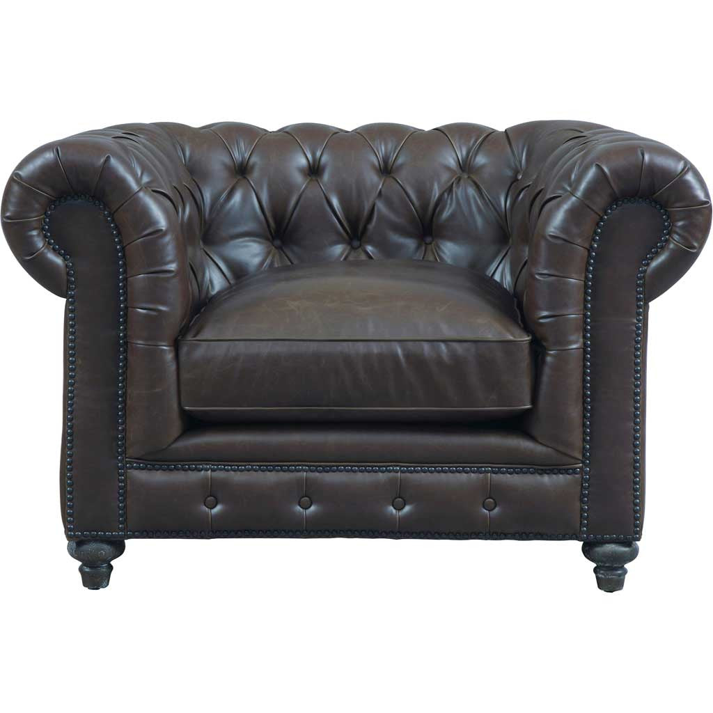 Duval Antique Brown Leather Club Chair