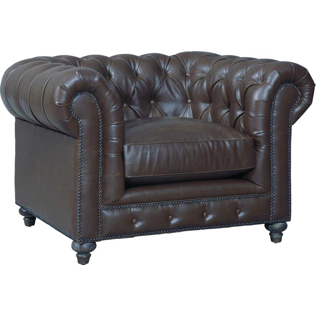 Duval Antique Brown Leather Club Chair