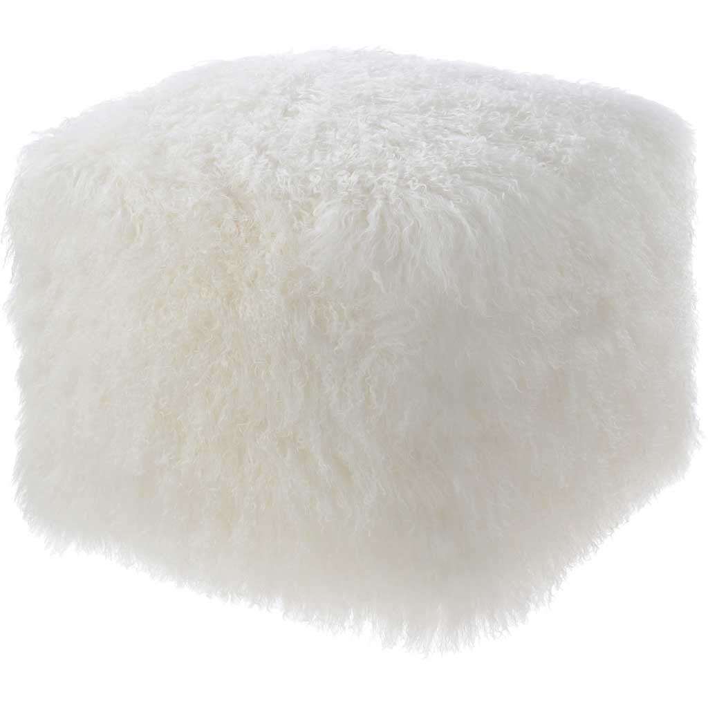 Tibetan Sheep Pouf White