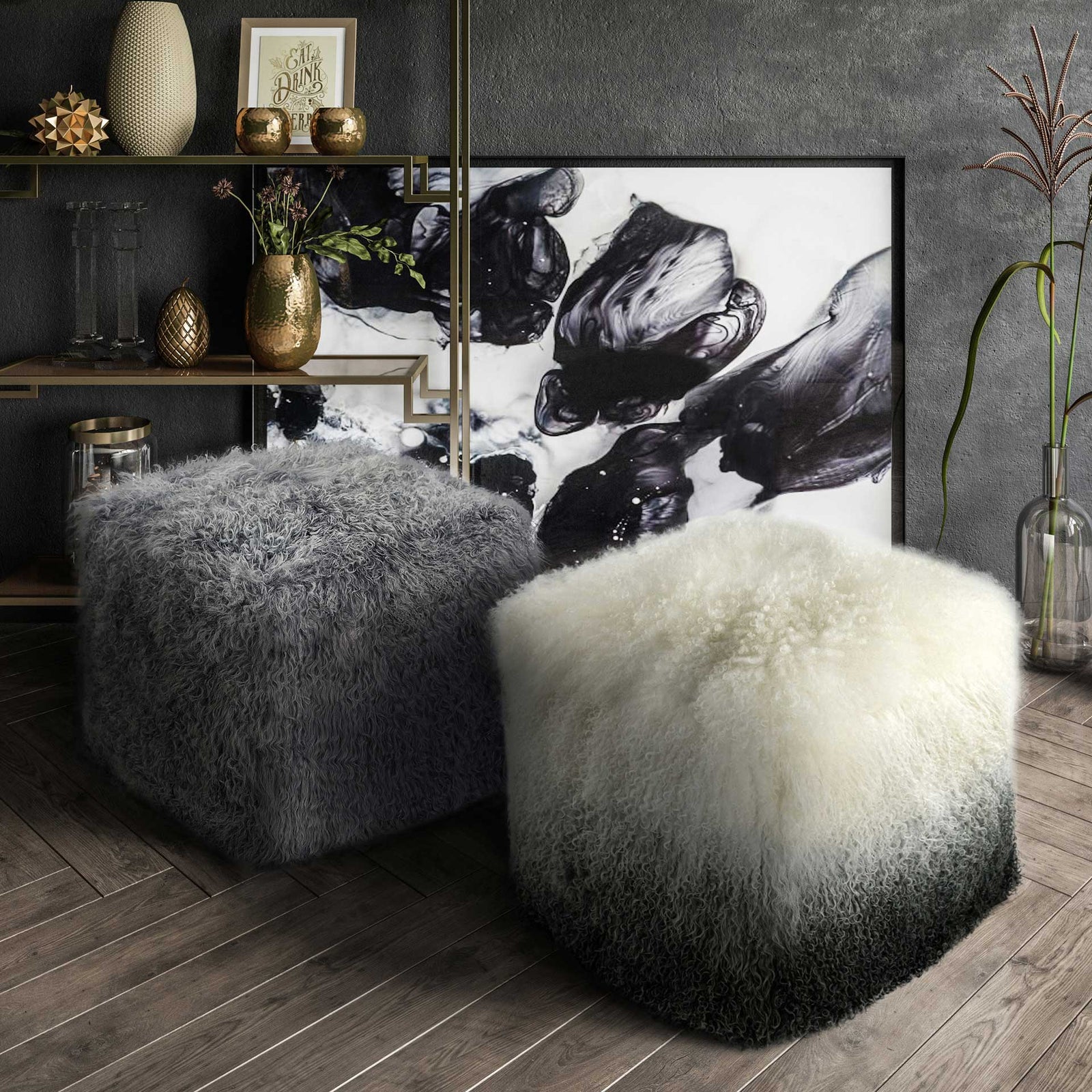 Tibetan Sheep Pouf Gray