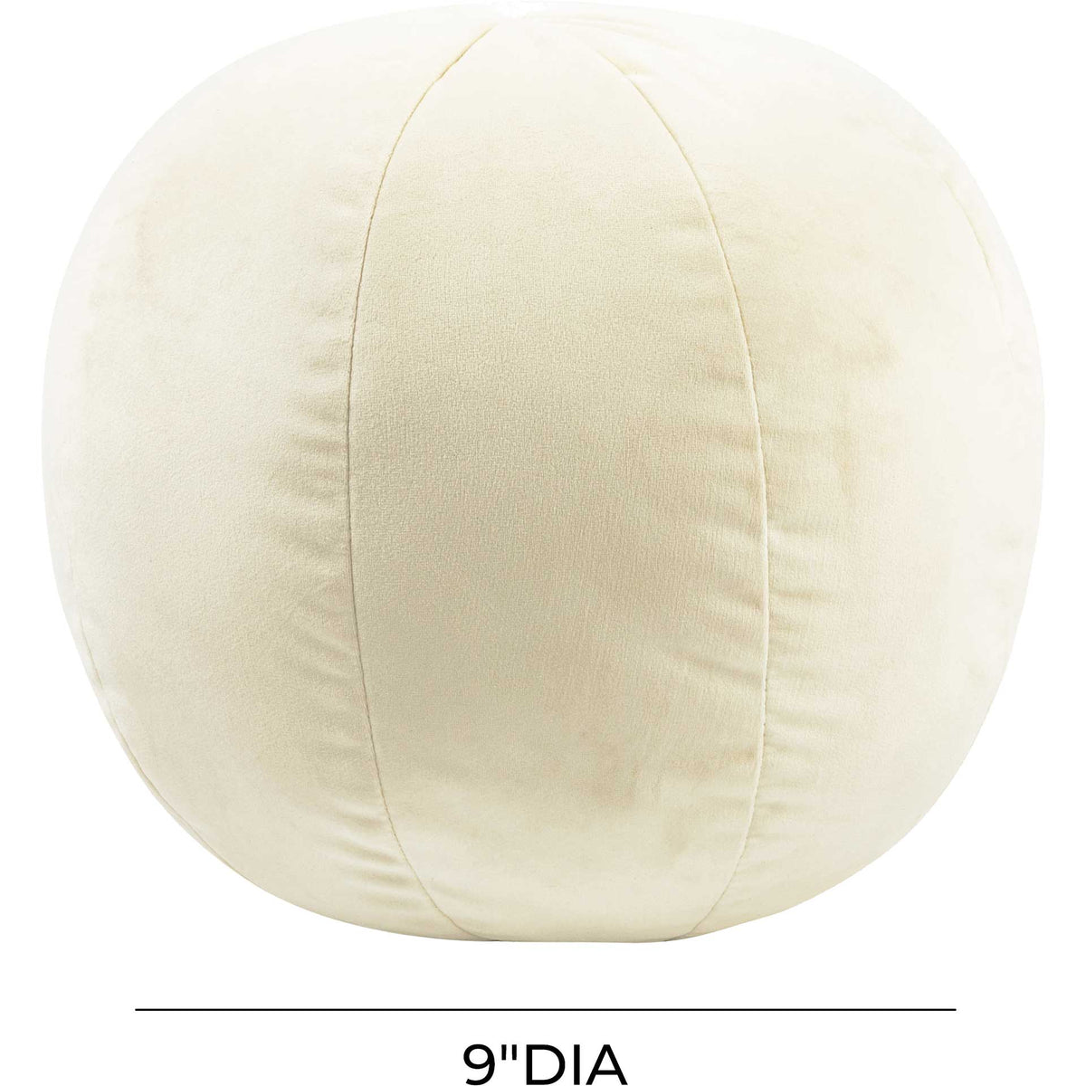 This 9-inch cream velvet ball pillow adds plush comfort in a petite, rounded form