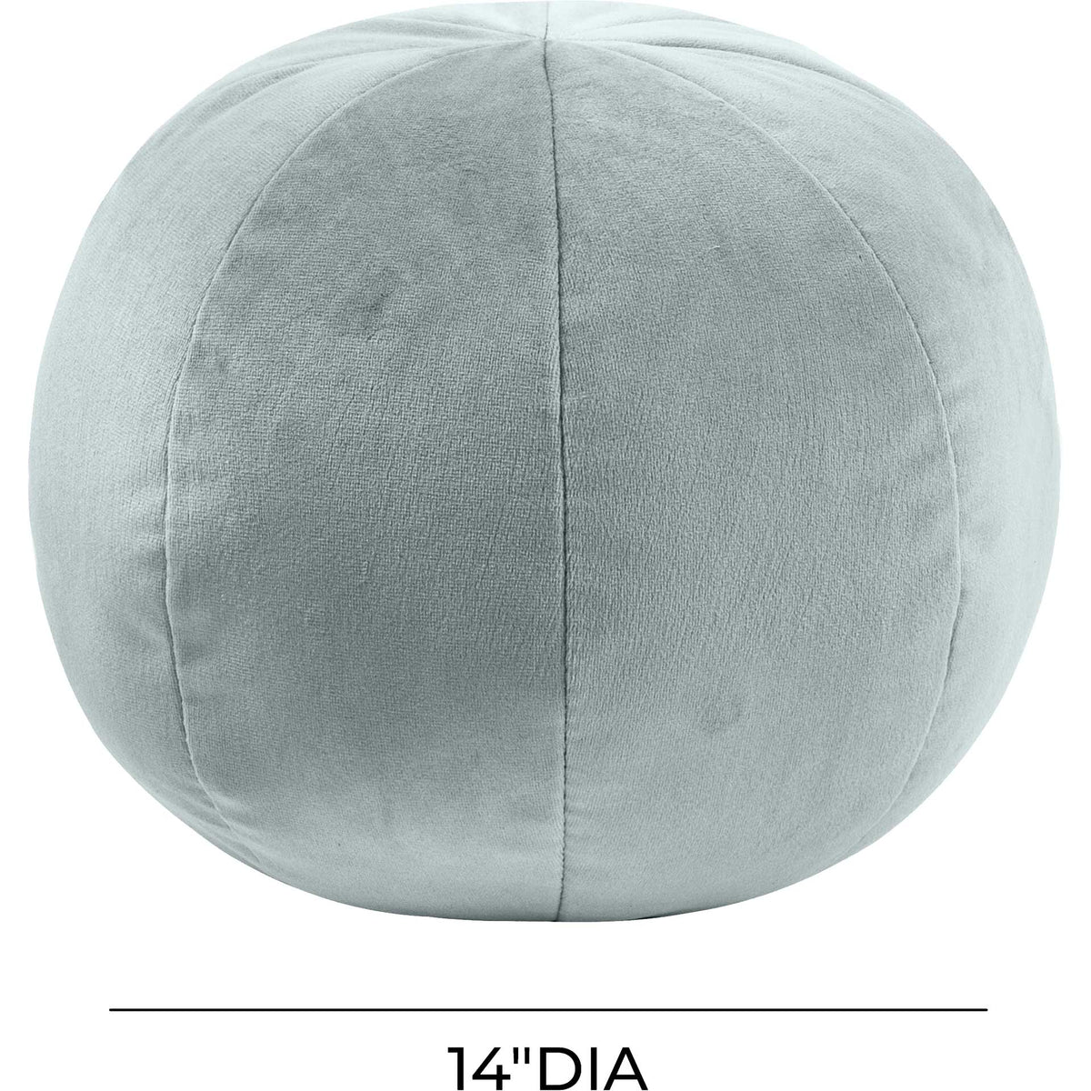 A generous 14-inch diameter highlights the plush, spherical shape of this sea blue velvet pillow